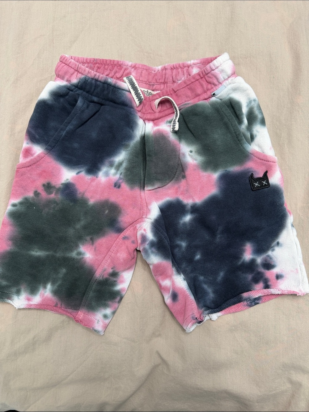 Munster Tie-Dye Kids Shorts in Pink, Green & Navy